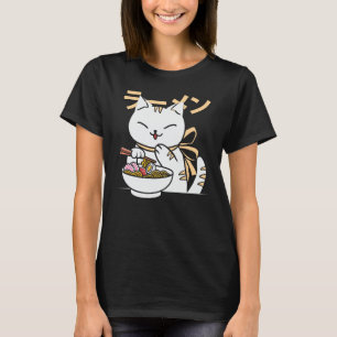 Camiseta Gato Adorable Comiendo Ramen Regalo para Gato y