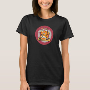 Camiseta Gato Adorable Comiendo Sushi con Palillos 