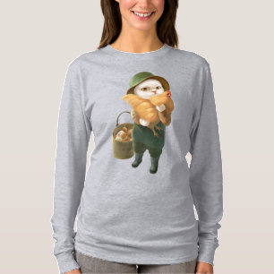 Camiseta Gato Adorable con Hen en la Granja