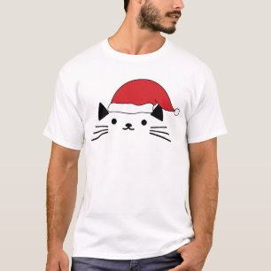 Camiseta Gato Adorable Con Sombrero De Navidad Simple Amant