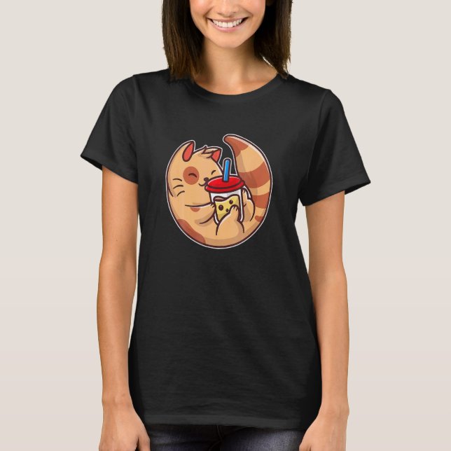 Camiseta Gato Adorable Con Una Ea De Boba (Anverso)