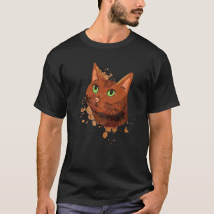 Camiseta Gato adorable de acuarela para gato marrón estilo 