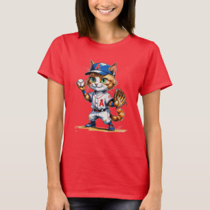 Camiseta ¡Gato Adorable De Béisbol De La Pequeña Liga!