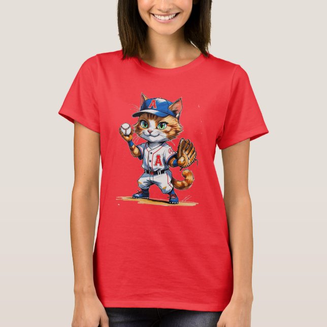 Camiseta ¡Gato Adorable De Béisbol De La Pequeña Liga! (Anverso)