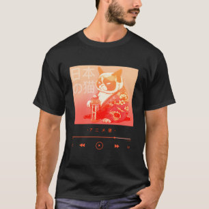 Camiseta Gato adorable de estilo japonés con bata de kimono
