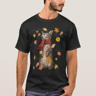 Camiseta Gato adorable de otoño Brisa de otoño Gatito Minin