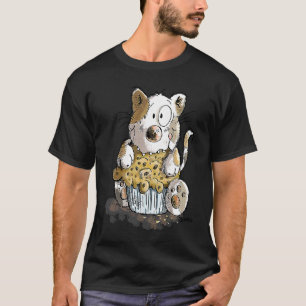 Camiseta Gato Adorable Disfrutando de un Muffin o Torta par