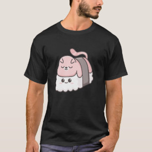 Camiseta Gato Adorable Duerme en un Sushi Fans de Comida Ja