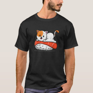 Camiseta Gato Adorable En Salmón De Sushi Comida Japonesa F