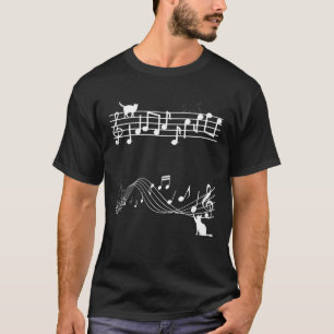 Camiseta Gato Adorable Gatito Tocando Nota Musical Clave Mú