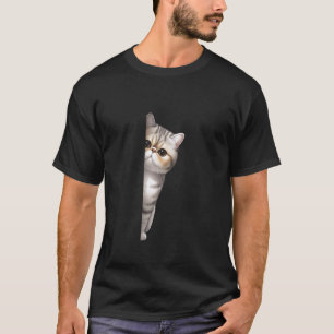 Camiseta Gato Adorable Peludo de Ojos Grandes de Pelo Corto