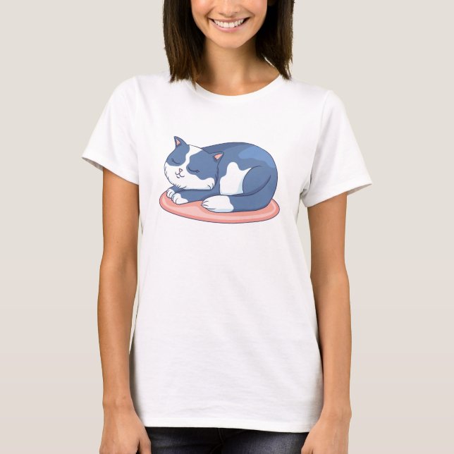 Camiseta Gato Adorable Personalizado Dormido (Anverso)