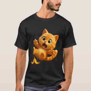 Camiseta Gato Adorable Resbalando en un Plátano, Animación 