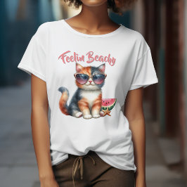 Camiseta Gato Adorable Sintiéndose Playero