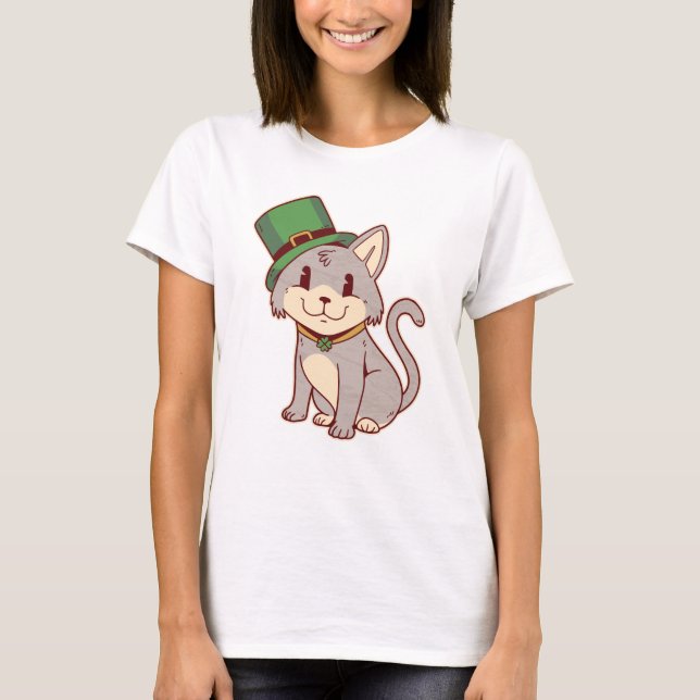 Camiseta Gato Adorable St Patricks (Anverso)