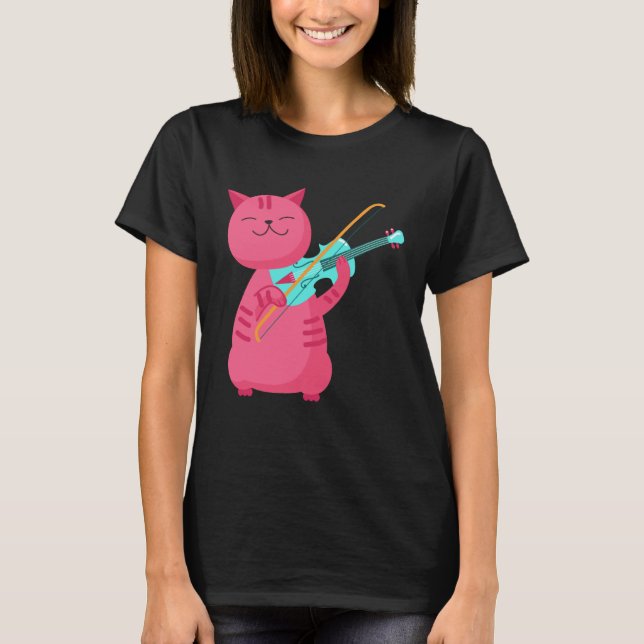 Camiseta Gato Adorable Tocando el Violín (Anverso)