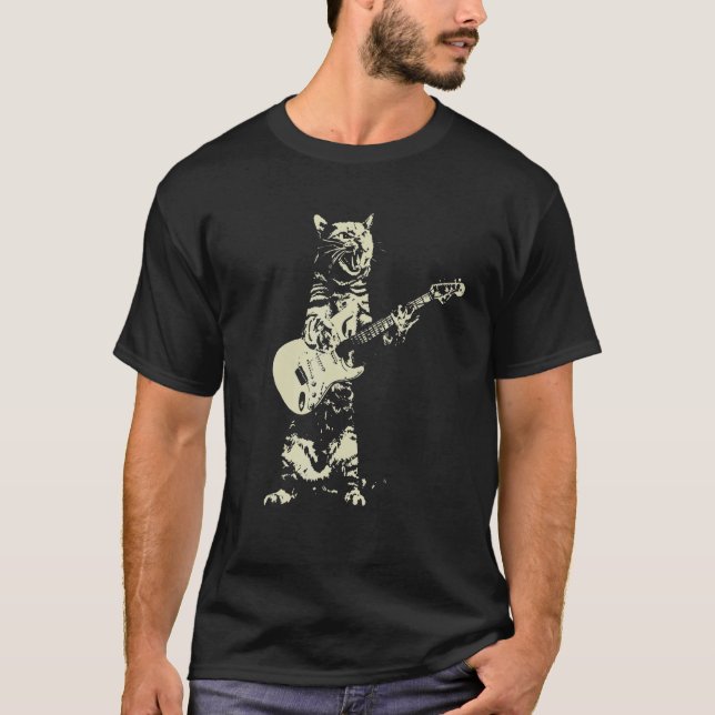 Camiseta Gato Adorable Tocando Guitarra (Anverso)