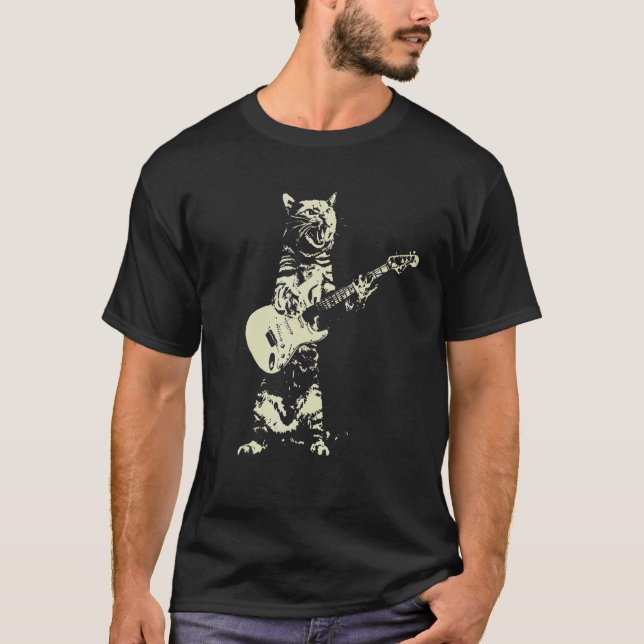 Camiseta Gato Adorable Tocando Guitarra (Anverso)
