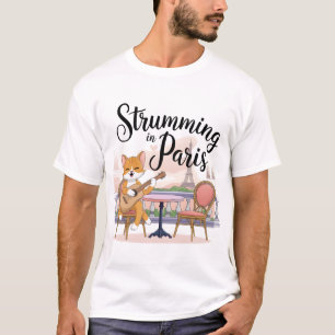 Camiseta Gato adorable tocando guitarra en arte gato parisi
