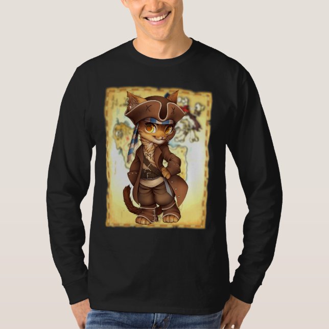 Camiseta Gato Adorable Vestido Como Un Tesoro Pirata M (Anverso)