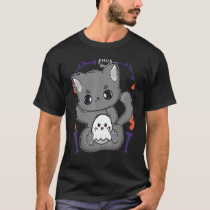 Camiseta Gato Adorable Y Fantasmas Para Fans De Terror Ador