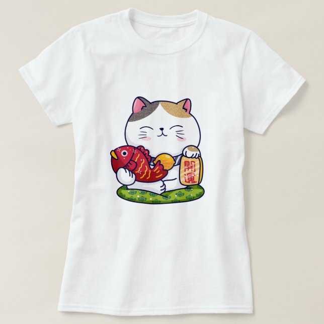 Camiseta Gato afortunado (Diseño del anverso)