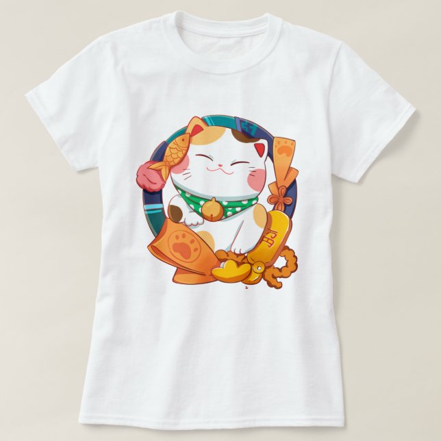 Camiseta Gato afortunado (Diseño del anverso)