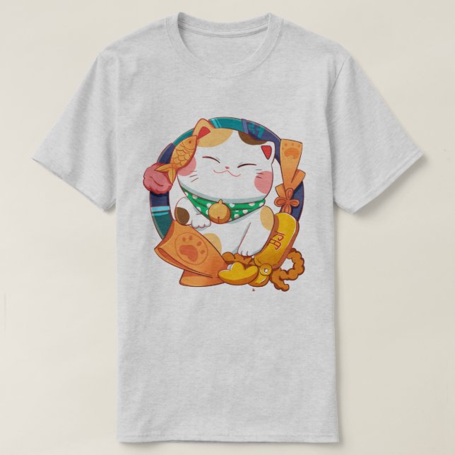 Camiseta Gato afortunado (Diseño del anverso)