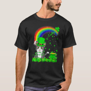 Camiseta Gato afortunado arcoíris trébol irlandés divertido