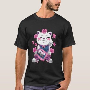 Camiseta Gato afortunado de vaporwave japonés retro maneki