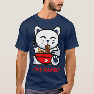 Camiseta Gato Afortunado Japonés Provoca Fideos Para Hombre