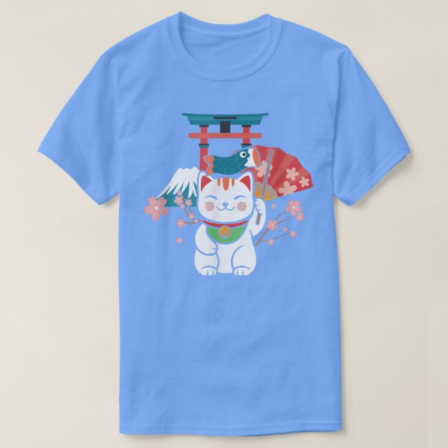 Camiseta Gato afortunado japonés Sakura Torii (Diseño del anverso)