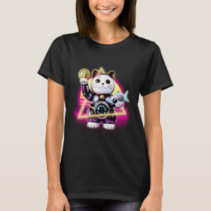 Camiseta Gato Afortunado Maneki Neko Ciberpunk Estilo Tech