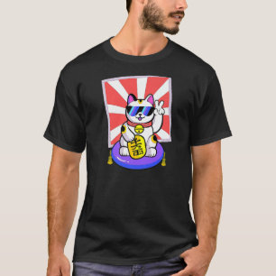 Camiseta Gato afortunado Maneki Neko japonés Zen Yoga Cuato
