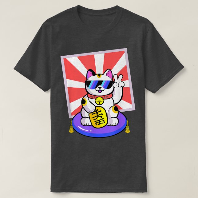 Camiseta Gato afortunado Maneki Neko japonés Zen Yoga Graci (Diseño del anverso)