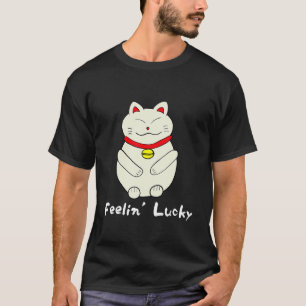 Camiseta Gato Afortunado Sintiéndose Afortunado Maneki Neko