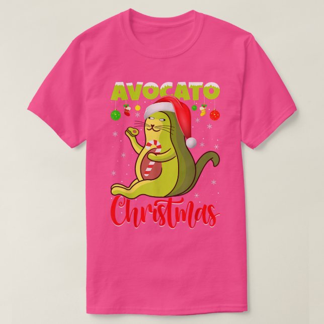 Camiseta Gato Aguacate Lover Xmas Encendido Gato Santa Agua (Diseño del anverso)