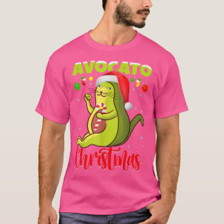 Camiseta Gato Aguacate Lover Xmas Encendido Gato Santa Agua
