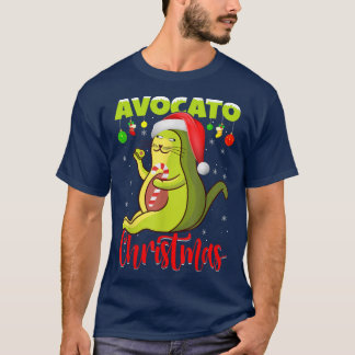 Camiseta Gato Aguacate Lover Xmas Encendido Gato Santa Agua