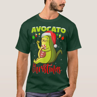 Camiseta Gato Aguacate Lover Xmas Encendido Gato Santa Agua