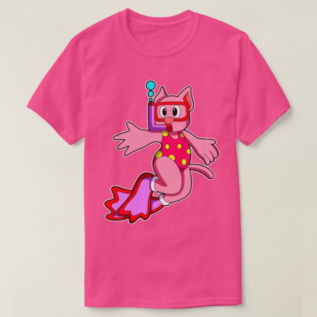 Camiseta Gato al nadar con gafas (Diseño del anverso)