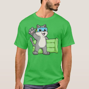 Camiseta Gato al nadar con gafas de natación 1