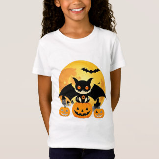 Camiseta Gato Alado de Halloween Bajo Luna Llena Gato de Ha