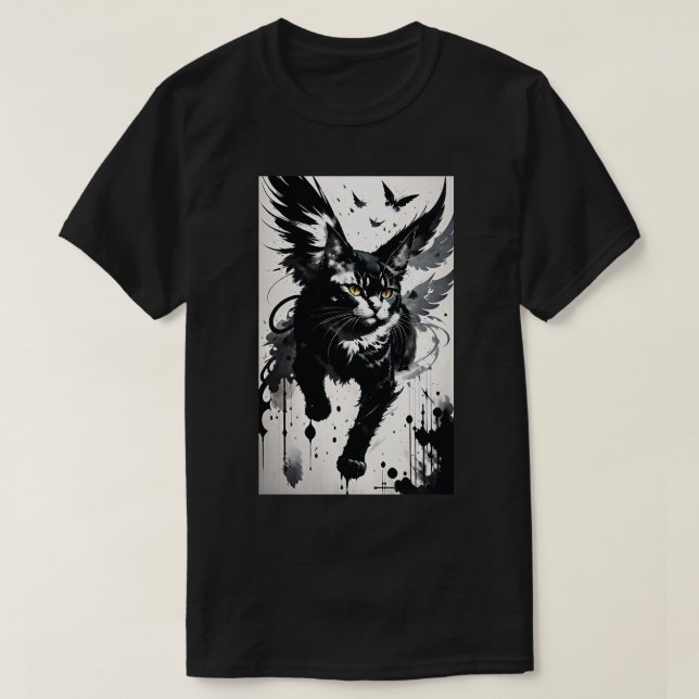 Camiseta Gato alado de pincel (Diseño del anverso)