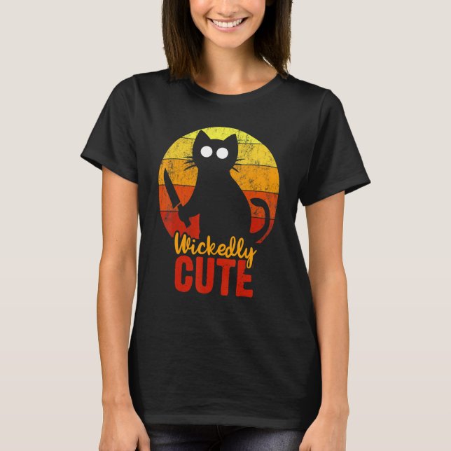 Camiseta Gato Alegre Con Goria De Halloween De Knife (Anverso)