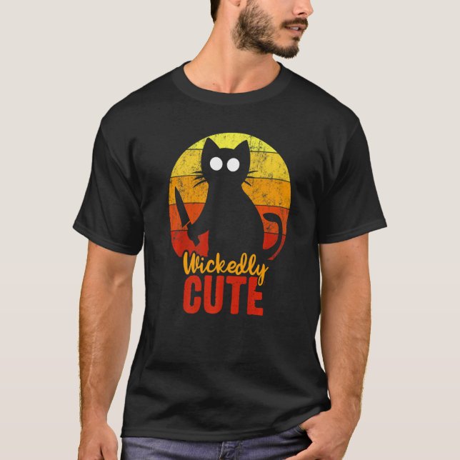 Camiseta Gato Alegre Con Goria De Halloween De Knife (Anverso)