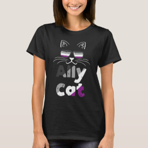 Camiseta Gato Aliado Gafas de sol asexuales Bandera del Org