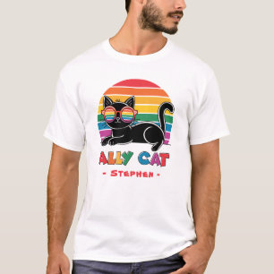 Camiseta Gato aliado - Gato negro con gafas de sol arcoiris