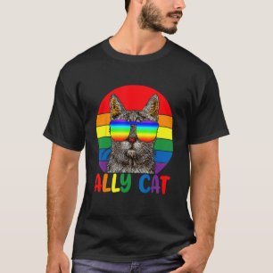 Camiseta Gato aliado LGBT Sé amable Bandera arcoíris gay LG