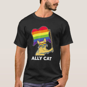 Camiseta Gato Aliado Orgulloso Bandera Gay Pride Lgb Gafas